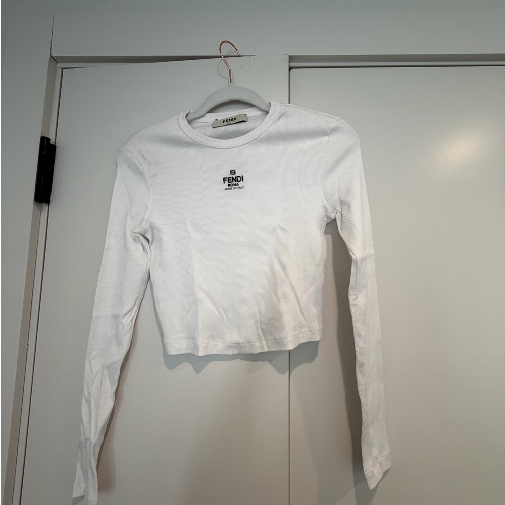 Fendi Classic White Long Sleeve Tee